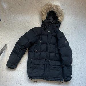 Sorel Men's Ankeny Small Jacket in Black - 800 fill down, fur trim